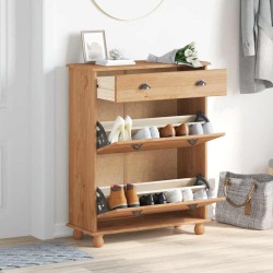 Meuble à chaussures "ASKIM" 85x35x108 cm en bois massif de pin 