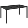 Table de jardin dessus en verre Noir 150x90x75cm Résine tressée 
