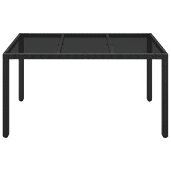 Table de jardin dessus en verre Noir 150x90x75cm Résine tressée 