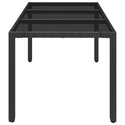 Table de jardin dessus en verre Noir 150x90x75cm Résine tressée 