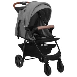 Poussette pour bébé 3-en-1 Gris clair Acier 