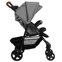 Poussette pour bébé 3-en-1 Gris clair Acier 