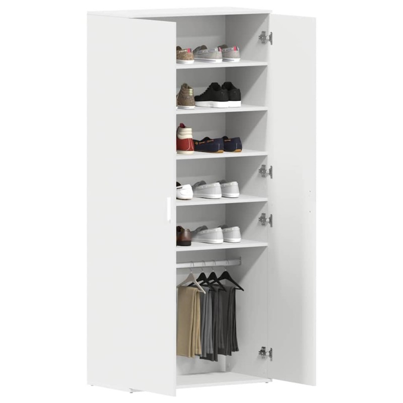 Meuble à chaussures blanc 80x39x180 cm en bois d'ingénierie 