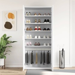 Meuble à chaussures blanc 80x39x180 cm en bois d'ingénierie 