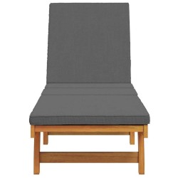 Fauteuil relax avec des roulettes et un coussin gris foncé en bois massif 