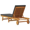 Fauteuil relax avec des roulettes et un coussin gris foncé en bois massif 