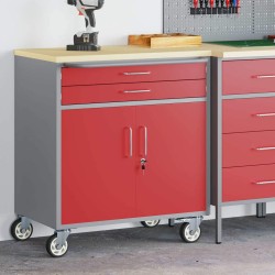 Cabinet à outils avec roues et verrouillage Rouge 75x45x85 cm Acier 