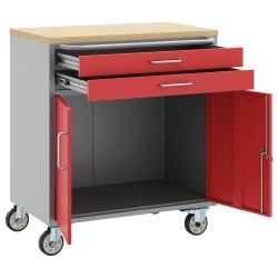 Cabinet à outils avec roues et verrouillage Rouge 75x45x85 cm Acier 