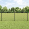 Clôture en maillon de chaîne avec 22 poteaux en U gris 0,8x25 m en acier 