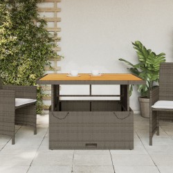 Table de jardin gris 110x110x71 cm Résine tressée bois d'acacia 