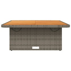Table de jardin gris 110x110x71 cm Résine tressée bois d'acacia 