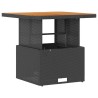 Ensemble de salle à manger de jardin 3 pièces avec coussins en poly rotin noir et acacia 