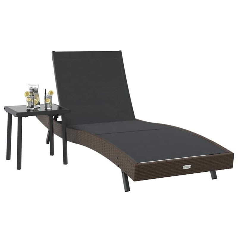 Chaise longue 2 pcs Marron 40 x 40 x 40.5 cm Poly rotin 