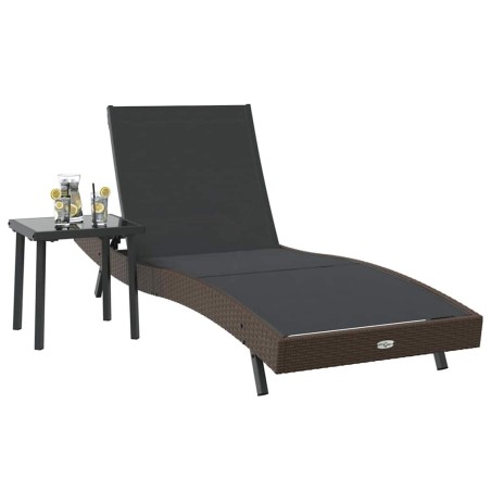 Chaise longue 2 pcs Marron 40 x 40 x 40.5 cm Poly rotin 