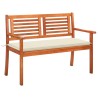 Banc de jardin 2 places avec coussin 120 cm Bois d'eucalyptus 