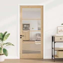Porte Intérieure avec Verre "ORKDAL" 93x211x4 cm Bois Massif Pin 
