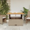 Table de jardin beige 110x110x71 cm résine tressée bois acacia 