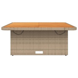 Table de jardin beige 110x110x71 cm résine tressée bois acacia 