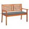 Banc de jardin 2 places avec coussin 120 cm Bois d'eucalyptus 