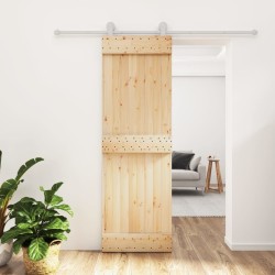 Porte coulissante et kit de quincaillerie 70x210 cm pin massif 