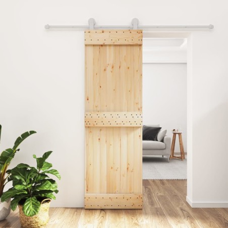 Porte coulissante et kit de quincaillerie 70x210 cm pin massif 