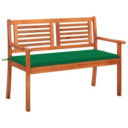 Banc de jardin 2 places avec coussin 120 cm Bois d'eucalyptus 
