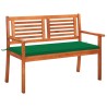 Banc de jardin 2 places avec coussin 120 cm Bois d'eucalyptus 