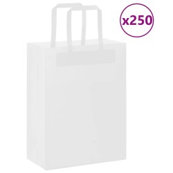 Sacs en papier 250 pcs avec poignées blanc 21x11x28 cm 