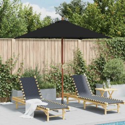 Parasol de jardin avec mât en bois noir 150x200 cm 