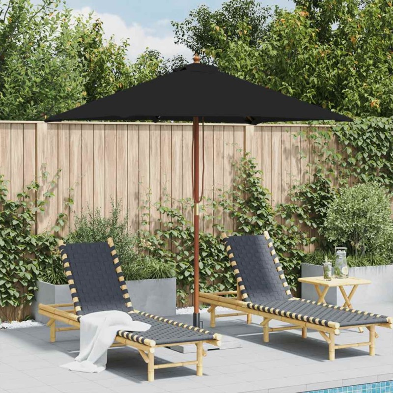 Parasol de jardin avec mât en bois noir 150x200 cm Parasol de jardin avec mât en bois noir 150x200 cm