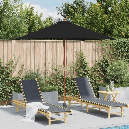 Parasol de jardin avec mât en bois noir 150x200 cm 