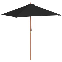 Parasol de jardin avec mât en bois noir 150x200 cm 