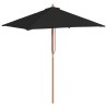 Parasol de jardin avec mât en bois noir 150x200 cm 