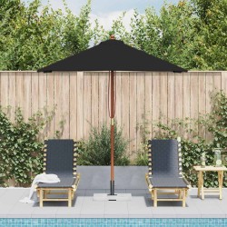Parasol de jardin avec mât en bois noir 150x200 cm 
