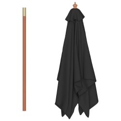 Parasol de jardin avec mât en bois noir 150x200 cm 