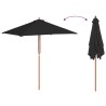Parasol de jardin avec mât en bois noir 150x200 cm 