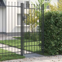 Porte de Clôture Gris 100 x 200 cm Acier revêtu de poudre 