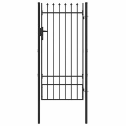 Porte de Clôture Gris 100 x 200 cm Acier revêtu de poudre 