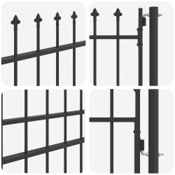 Porte de Clôture Gris 100 x 200 cm Acier revêtu de poudre 