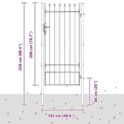 Porte de Clôture Gris 100 x 200 cm Acier revêtu de poudre 
