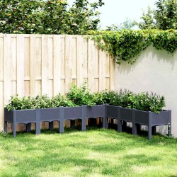 Jardinière avec pieds bleu gris 200x160x42 cm PP 