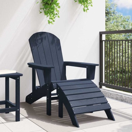 Chaise Adirondack avec Repose-pieds Bleu Marine HDPE 