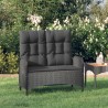 Banc de jardin inclinable avec coussins 107 cm Poly rotin Noir 