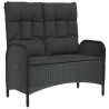 Banc de jardin inclinable avec coussins 107 cm Poly rotin Noir 