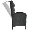 Banc de jardin inclinable avec coussins 107 cm Poly rotin Noir 