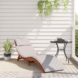 Chaise longue avec coussin gris clair en bois d'acacia 