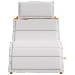 Chaise longue avec coussin gris clair en bois d'acacia 