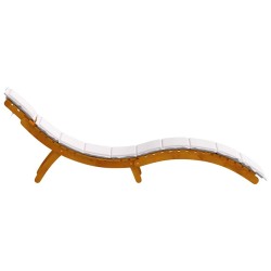 Chaise longue avec coussin gris clair en bois d'acacia 