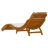Chaise longue avec coussin gris clair en bois d'acacia 