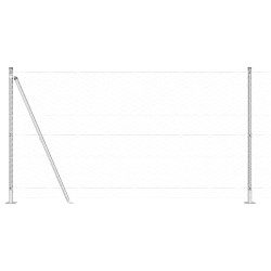 Clôture en fil hexagonal avec 7 poteaux à collerette 1,2x25 m Acier Argent 